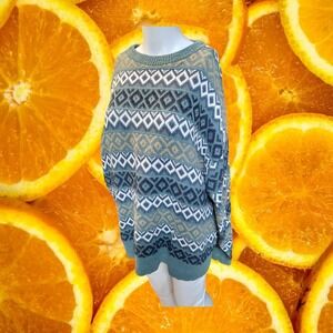 JOHN WEITZ Mens XL Fair Isle Geometric Knit Sweater Made in USA‎